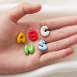 Pendentif Personnalisé avec Initiale Collier à Lettre Bubble Macaron 3D Cadeau Anniversaire Fête pour Femme