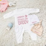 Feliz Día del Padre Personalizado 100% Algodón Conjunto de Pelele para Bebé con Gorro y Guantes Regalo de Celebración del Día del Padre para Recién Na