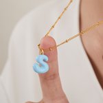 Pendentif Personnalisé avec Initiale Collier à Lettre Bubble Macaron 3D Cadeau Anniversaire Fête pour Femme