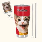 Personalisierte Multi-Color-Ölmalerei Haustier Porträt 30oz Becher mit Namen und Strohhalm Geburtstag Geschenk für Tierliebhaber