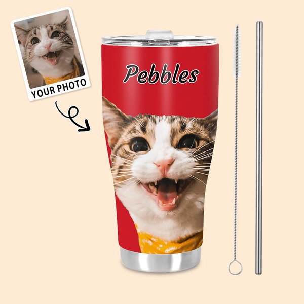 Personalisierte Multi-Color-Ölmalerei Haustier Porträt 30oz Becher mit Namen und Strohhalm Geburtstag Geschenk für Tierliebhaber