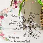 Plaque de coeur en acrylique avec 1 à 8 noms Cadeau de fête des mères pour maman grand-mère