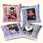 Taie d'Oreiller Multicolore Personnalisée avec Photo Nom et Année Cadeau de Fin d'Études pour les Diplômés de la Promotion 2024