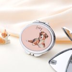 Personalised Pet Portrait Compact Portable Mirror with Name Birthday Travel Gift for Dog Cat Pet Lover