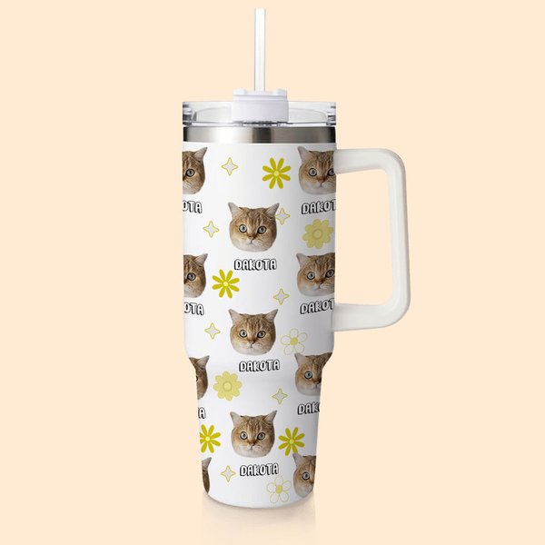 Vaso de 40oz con nombre y pajita personalizado para perros, gatos y mascotas