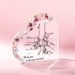 Plaque de coeur en acrylique avec 1 à 8 noms Cadeau de fête des mères pour maman grand-mère
