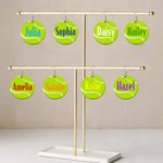 Personalisierte hölzerne Tennis Sport Dangle Ohrringe mit Namen Geburtstag Geschenk für Frauen Mädchen