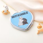 Personalised Pet Portrait Compact Portable Mirror with Name Birthday Travel Gift for Dog Cat Pet Lover
