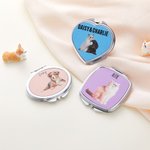 Personalised Pet Portrait Compact Portable Mirror with Name Birthday Travel Gift for Dog Cat Pet Lover