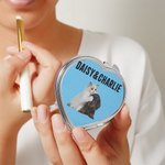 Personalised Pet Portrait Compact Portable Mirror with Name Birthday Travel Gift for Dog Cat Pet Lover