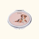 Personalised Pet Portrait Compact Portable Mirror with Name Birthday Travel Gift for Dog Cat Pet Lover