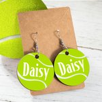 Personalisierte hölzerne Tennis Sport Dangle Ohrringe mit Namen Geburtstag Geschenk für Frauen Mädchen