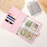 Personalized 100 Envelopes Money Saving Challenge Leather Binder with Name Card Slot and Stickers Gift for Couples