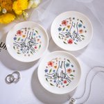 Personalized Hand in Hand Watercolour Floral Ceramic Jewellery Dish with 1-9 Kid Names Birthday Anniversary Gift for Mom Grandma