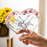 Plaque de coeur en acrylique avec 1 à 8 noms Cadeau de fête des mères pour maman grand-mère