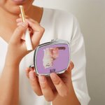 Personalised Pet Portrait Compact Portable Mirror with Name Birthday Travel Gift for Dog Cat Pet Lover