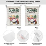 Henkilökohtainen aviomies ja vaimo Camping Partners for Life Garden Flag vuosipäivä Memorial lahja pari