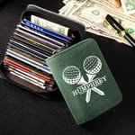 Personalized Compact Alcantara Name Golf Card Holder Wallet with 18 Card Slots Father's Day Birthday Gift for Men