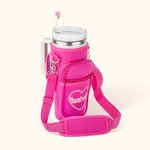 Personalized Pink Doll Style Water Bottle Carrier Bag for 40oz Stanley Tumbler with Straw Topper Pouch and Adjustable Strap Birthday Gift for Her
