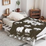 Personalized Mountains Forest Papa Bear Fleece Blanket with 1-12 Baby Bears and Names Father's Day Birthday Gift for Dad Grandpa