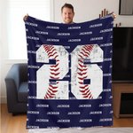 Gepersonaliseerde Baseball Basketball Nummer Zachte Deken met Naam Verjaardag Vaderdag Cadeau voor Sportfan