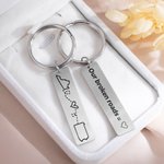 Personalisierte eingraviert Staat zu Staat Karte Schlüsselanhänger mit Text Long Distance Valentinstag Freundschaft Geschenk für Familie Paar Freund