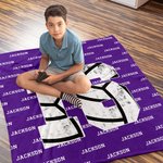 Gepersonaliseerde Baseball Basketball Nummer Zachte Deken met Naam Verjaardag Vaderdag Cadeau voor Sportfan