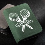 Personalized Compact Alcantara Name Golf Card Holder Wallet with 18 Card Slots Father's Day Birthday Gift for Men