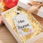 Personalized Pencil Line Book Flash PU Embroidery Teacher Badge ID Holder with Name Back to School Teacher's Day Appreciation Gift for Teacher