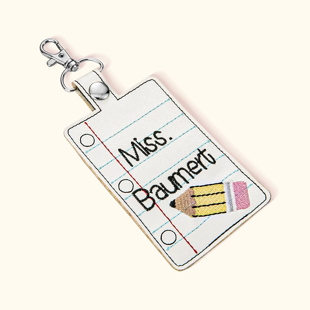 Étui de Carte en PU Personnalisé avec Titre et Nom Brodés Accessoire en Forme de Cahier à Crayon Cadeau Remerciement Retour à l'École pour Enseignant