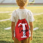 Personalised Multicolor Drawstring Rucksack Bag with Initial and Name Back to School Gift for Kids
