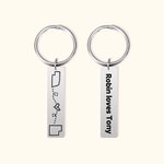 Personalisierte eingraviert Staat zu Staat Karte Schlüsselanhänger mit Text Long Distance Valentinstag Freundschaft Geschenk für Familie Paar Freund