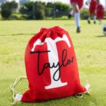 Personalised Multicolor Drawstring Rucksack Bag with Initial and Name Back to School Gift for Kids