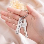 Personalisierte eingraviert Staat zu Staat Karte Schlüsselanhänger mit Text Long Distance Valentinstag Freundschaft Geschenk für Familie Paar Freund