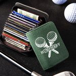 Personalized Compact Alcantara Name Golf Card Holder Wallet with 18 Card Slots Father's Day Birthday Gift for Men