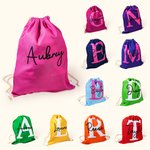 Personalised Multicolor Drawstring Rucksack Bag with Initial and Name Back to School Gift for Kids