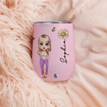 Personalisierter Strand Cartoon Mädchen Becher mit Geburtsblume und Namen 350ml Geburtstag Hochzeit Strand Party Geschenk für Damen Freundin