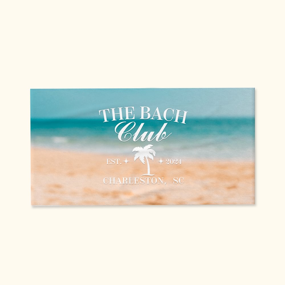 Serviette de Plage Personnalisée avec Année et Lieu Super Absorbante à Séchage Rapide Accessoire de Vacances d'Été Cadeau d'Anniversaire