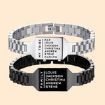 Personligt graverat familje-ID Armband med böjd länk för män med text Moderna minimalistiska smycken Fars dag Jubileumspresent till honom