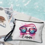Personalised Pink Swimming Glasses Cosmetic Bag with Name Gift for Swimming Lover Coach Team