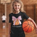 Personalized  Pink Baseball Basketball Coquette Bow Kid Adult T-shirt with Text Girl Era Parent-children Clothing Birthday Gift for Sport Lovers