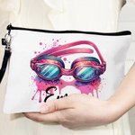 Personalised Pink Swimming Glasses Cosmetic Bag with Name Gift for Swimming Lover Coach Team
