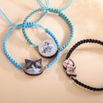 Personalisierte handgefertigte 1-3 Haustier Porträt verstellbare geflochtene Armband mit Multicolor Geburtstag Geschenk für Hund Katze Haustier Liebha