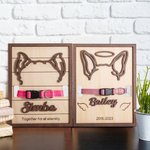 Personalizzato cane gatto orecchie silhouette collare di legno con nome Pet perdita regalo commemorativo per l'amante dell'animale domestico