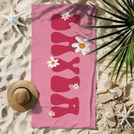 Asciugamano da spiaggia personalizzato super assorbente ad asciugatura rapida a forma di fiore di margherita con nome Multicolore disponibile Regalo d