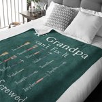 Personalised If Grandpa Dad Can’t Fix It Repair Tools Blanket with 1-12 Kid's Name Father's Day Birthday Gift for Dad Grandpa