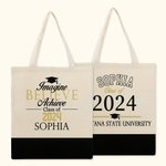 Sac Fourre-tout Rétro Personnalisé avec Nom et Année de Classe Cadeau Graduation Fin d'Études pour les Diplômés
