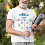 Personalized Belongs to Watercolor Family Hand Print 100% Cotton T-shirt with Name and Nickname Father's Day Birthday Gift for Dad Grandpa