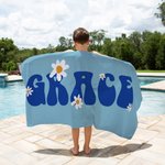 Asciugamano da spiaggia personalizzato super assorbente ad asciugatura rapida a forma di fiore di margherita con nome Multicolore disponibile Regalo d