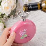 Personlig fødselsblomst glitter rund 5 oz bærbar flaske med rhinestone lokk og navn bursdag brudepike festgave til henne